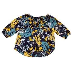 St Johns Bay Womens 2X Off Shoulder Floral Print Smocked Top‎ Blouse